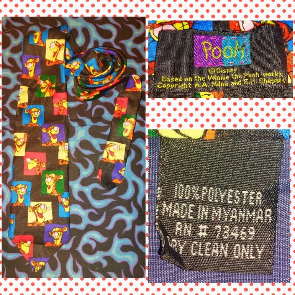 Disney brand Black/Orange/Multicolor Happy Faces of Tigger Soft Woven Tie 1 Size
